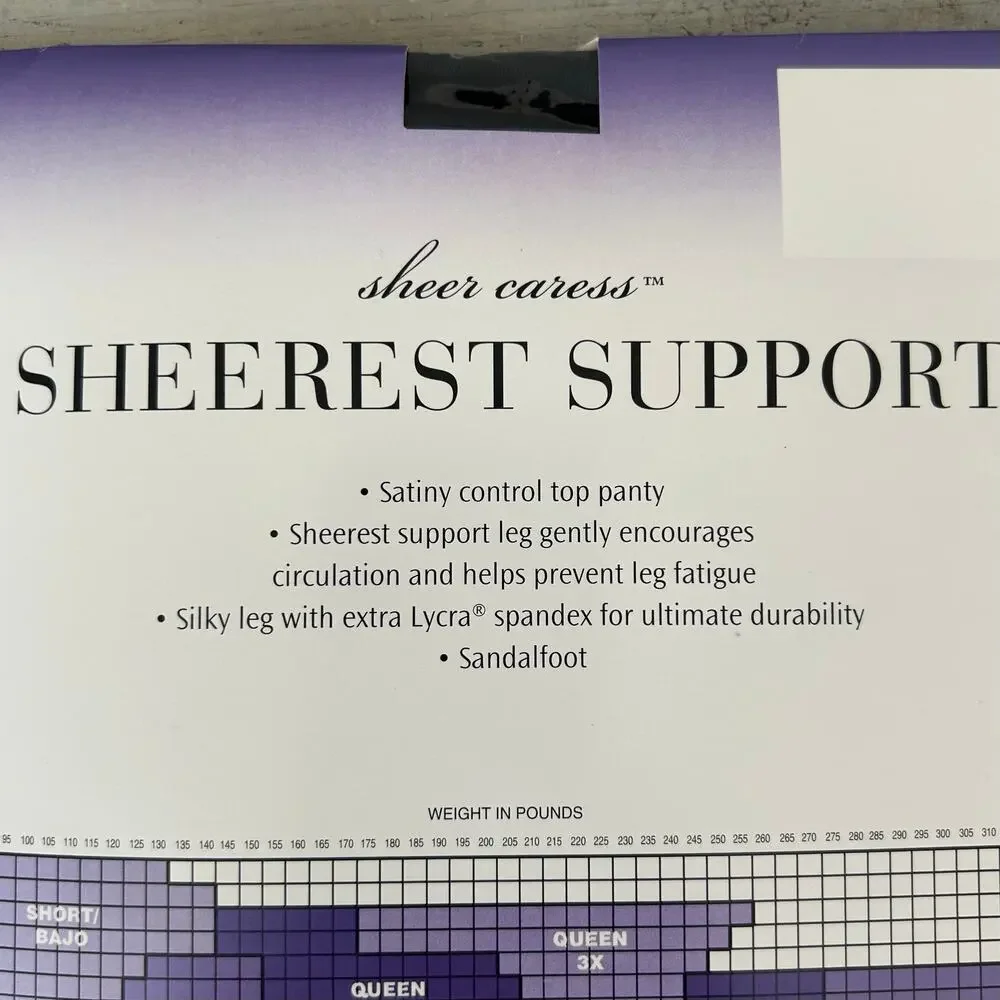 New Vintage JCPenney Sheer Caress Sheer support pantyhose 90s Y2K off black 4X